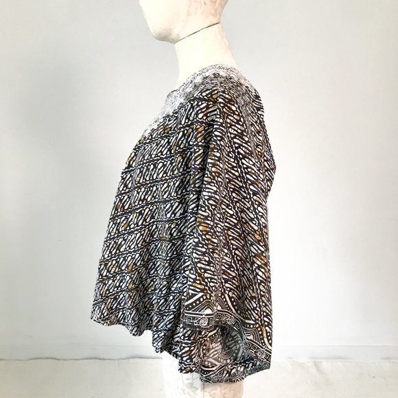 Vintage 70s OS African Print Poncho Cape Layer - Picture 4 of 8